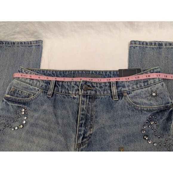 Harley Davidson studded out jeans womens size 31 embellished 100% cotton I8 - Picture 14 of 16